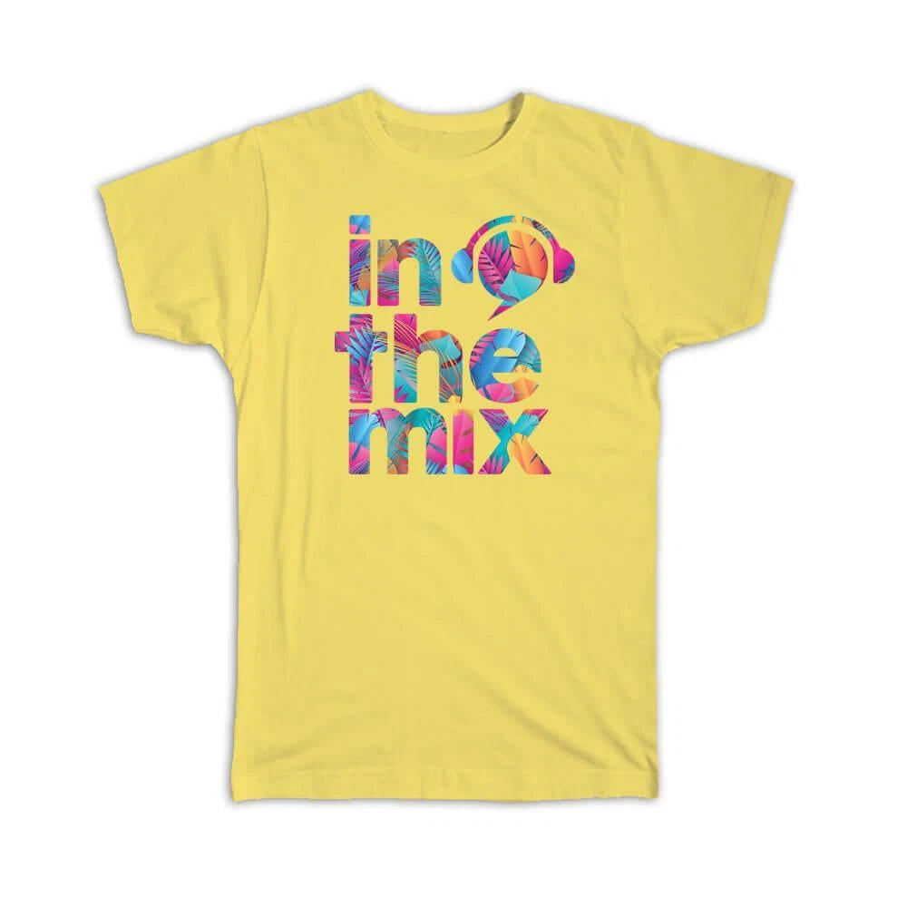 Gift T-Shirt : Musical Stylish Poster In The Mix Letters Stamped Colorful Print