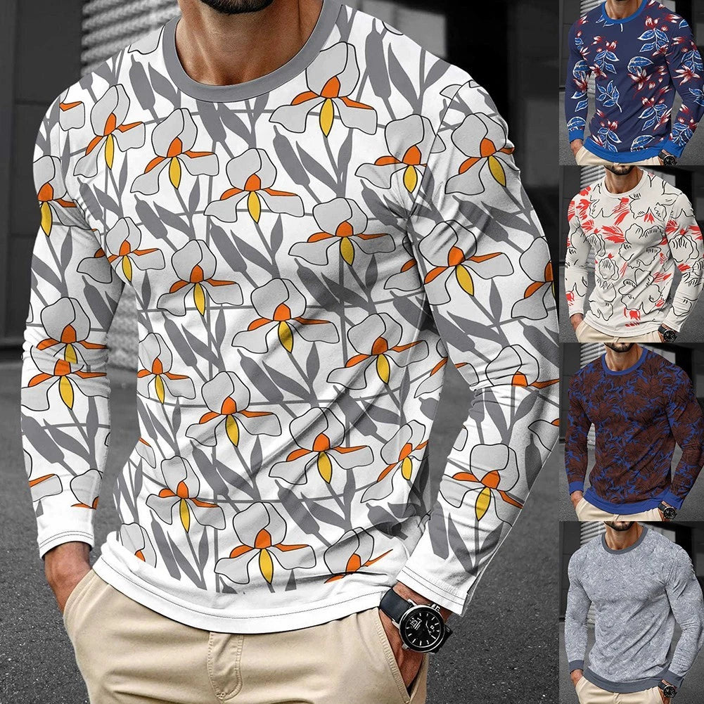 Men Activewear Long Sleeve Pullover 3D Print Sport T Shirt Casual Wear