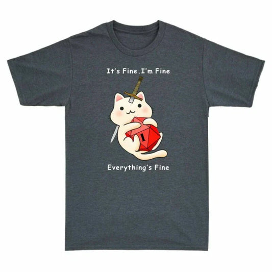 Fine It¡¯s Funny Everything¡¯s Meowster Fine I¡¯m Coffee Men's Fine Dnd T-Shirt