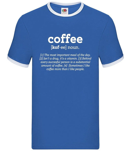 Funny Definition Coffee - Mens Ringer - Latte Espresso Cafe Caffeine