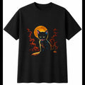 Detailed Kitten in Moonlight Cat Mens T-Shirt Black 100% Cotton Kawaii Novelty
