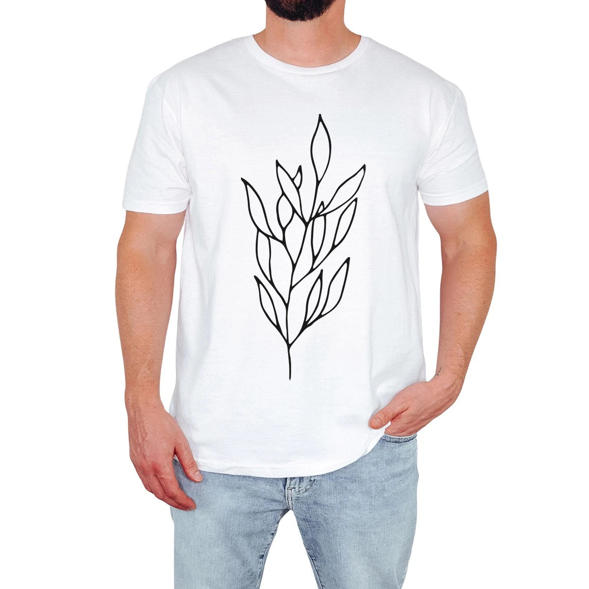 Elegant Leaf Mens T-Shirt Stylish Floral Design Vintage Nature Lover Gift