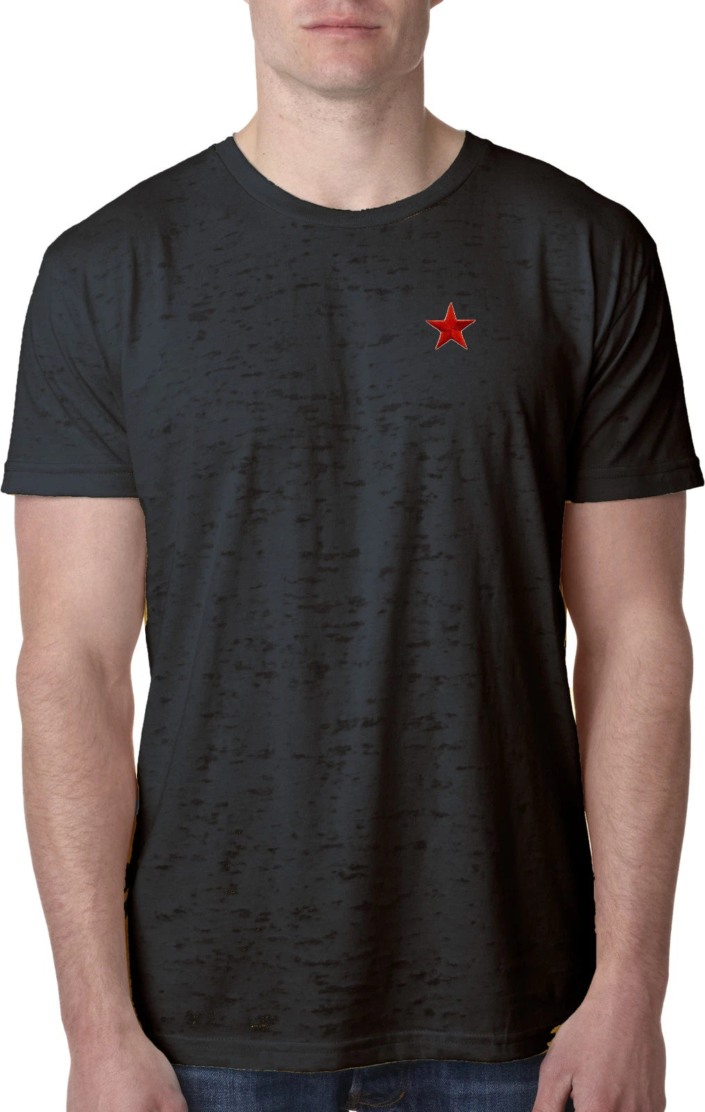 Buy Cool Shirts Red Star Patch Pocket Print Burnout Shirt