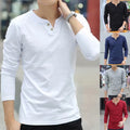 Mens Long Sleeve V Neck Tshirts Casual Slim Fit Basic Tops for Casual Friday
