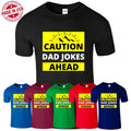 Warning Caution Dad Jokes Ahead Happy Father Day Men's T Shirt USA New Gift Tee