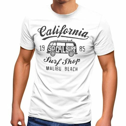 Men's T-Shirt California Surf Shop Malibu Beach Surfer Print Print Fashion