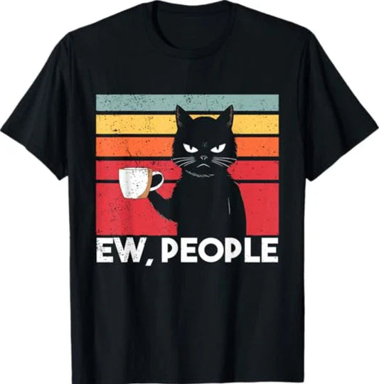 Ew People Cat Funny Vintage Anti Social Introvert T-Shirt
