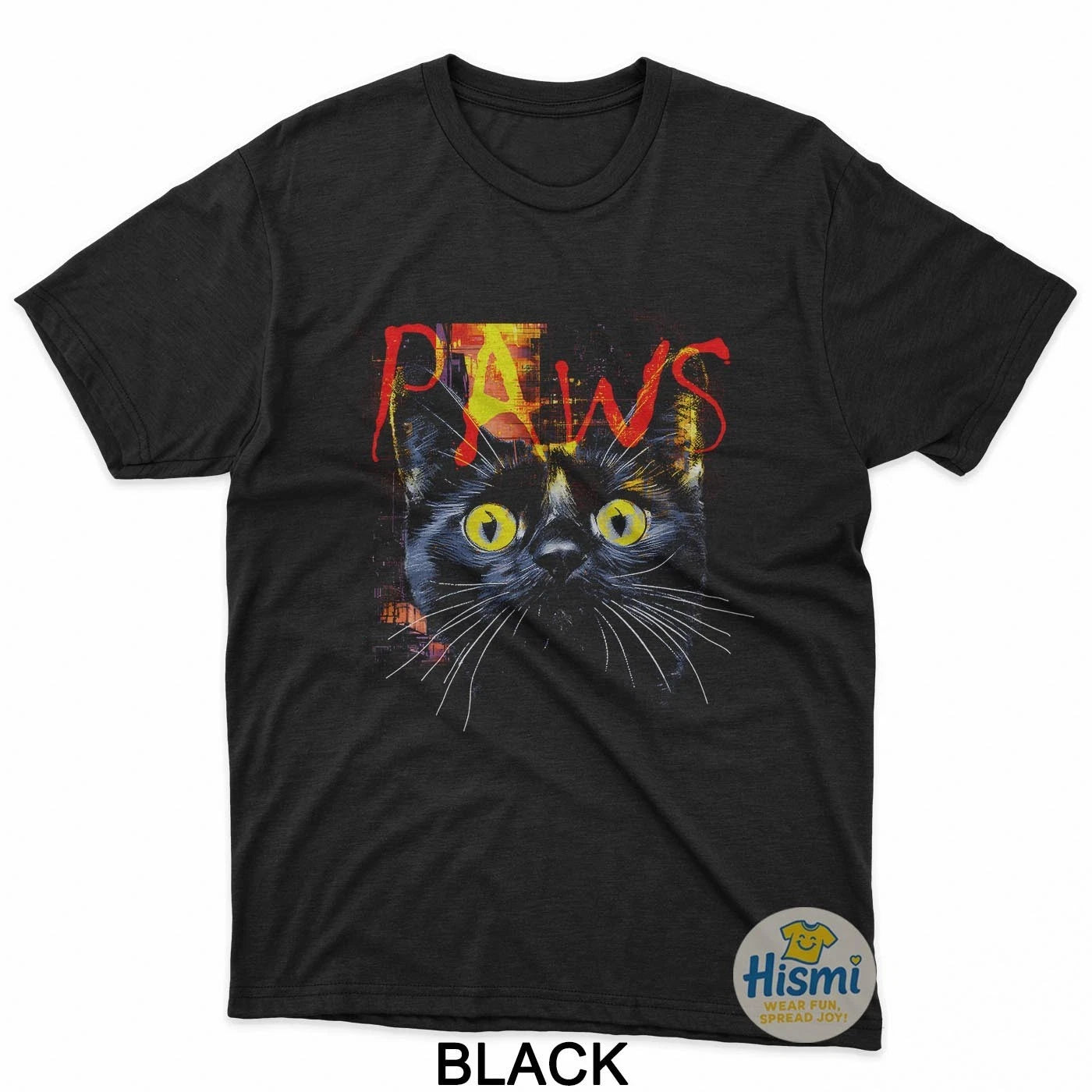 PAWS Cat Glitch Art Abstract Aesthetic T-Shirt