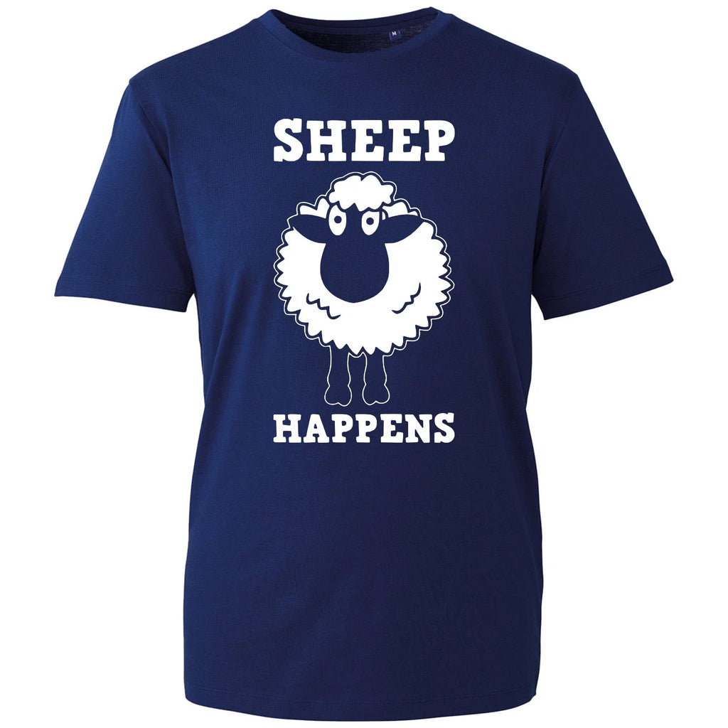 Sheep Happens T-shirt Cattle Farmers Rude Funny Meme Printed Top Unisex Gift Tee