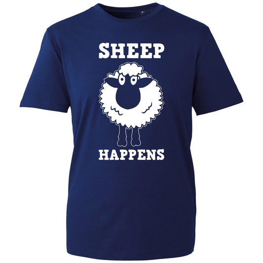 Sheep Happens T-shirt Cattle Farmers Rude Funny Meme Printed Top Unisex Gift Tee