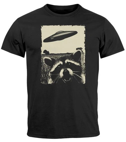 Men's T-Shirt UFO Raccoon Aliens Photo Print Print Shirt Front Print Fashion