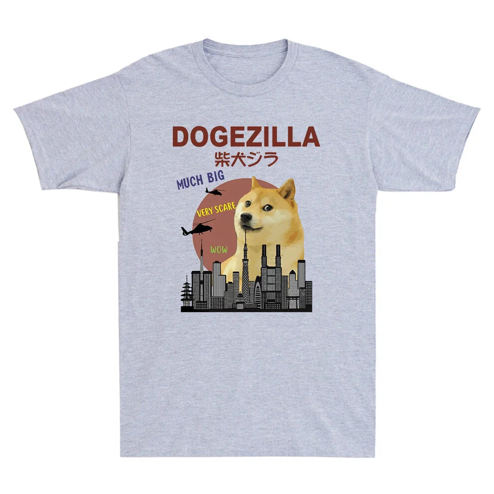 Dogezilla T-Shirt | Funny Doge Meme Shiba Inu Dog Sunset Vintage Men's T-Shirt