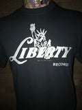 LIBERTY RECORDS SILVER SCREEN PRINTED BLACK T SHIRT ROCKABILLY 50'S FREEPOST UK