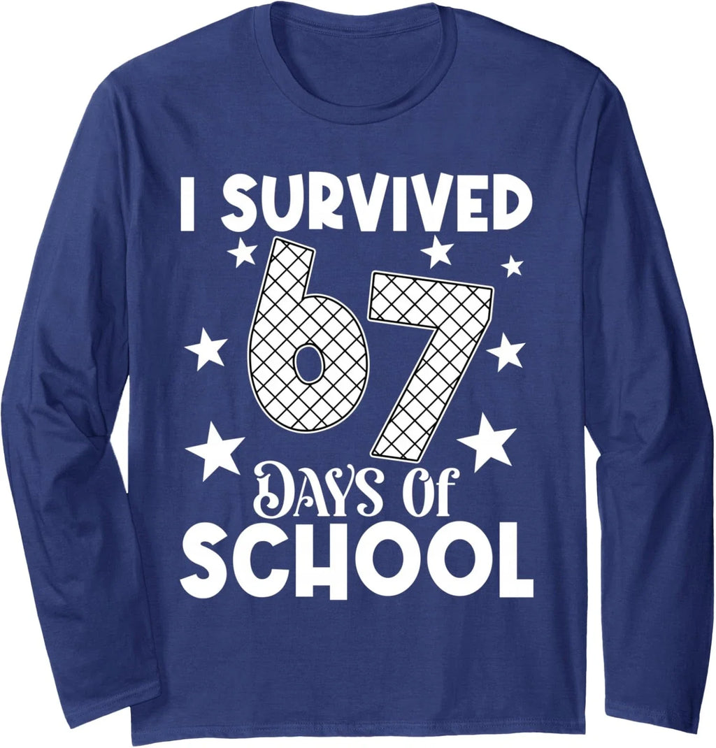 Design Funny Survived Meme Six Seven School Funny Long Sleeve T-Shirt