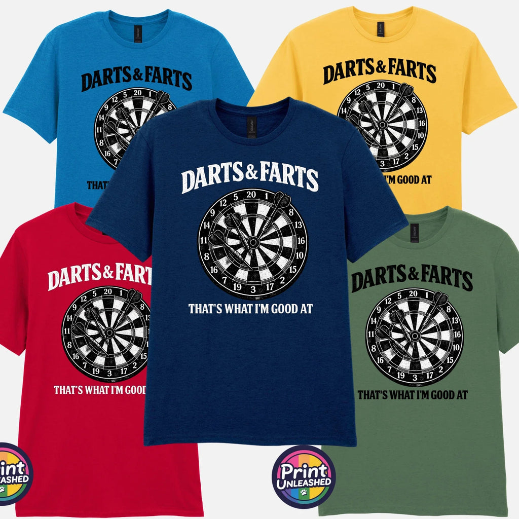 Darts & Farts Tee Mens Funny Darts T-Shirt Gift For Dad S-2XL Fun Novelty Top