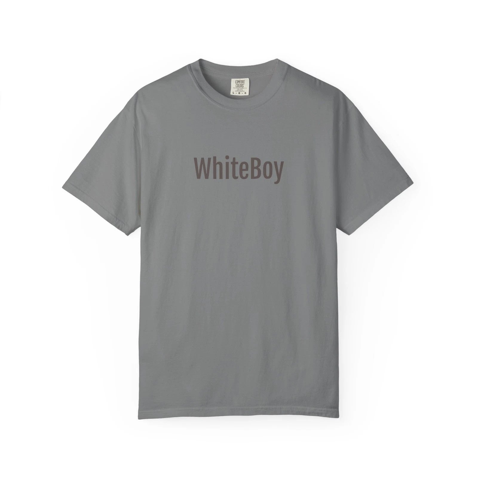 WhiteBoy text T-Shirt | simple text tee, neutral gray