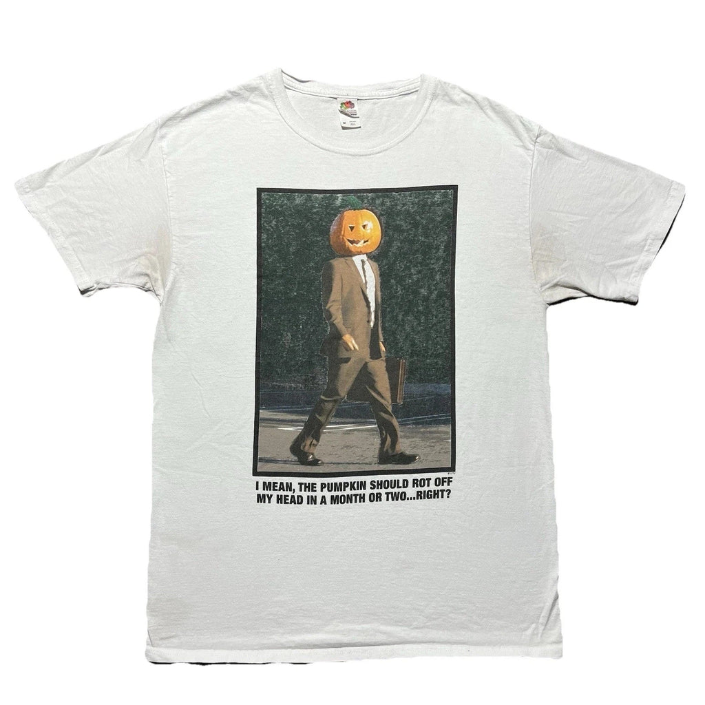 The Office T Shirt Mens M White Funny Dwight Pumpkin Head Graphic