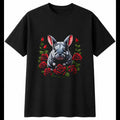 Chinchilla with Roses Cute Mens T-Shirt Black 100% Cotton Birthday Kawaii