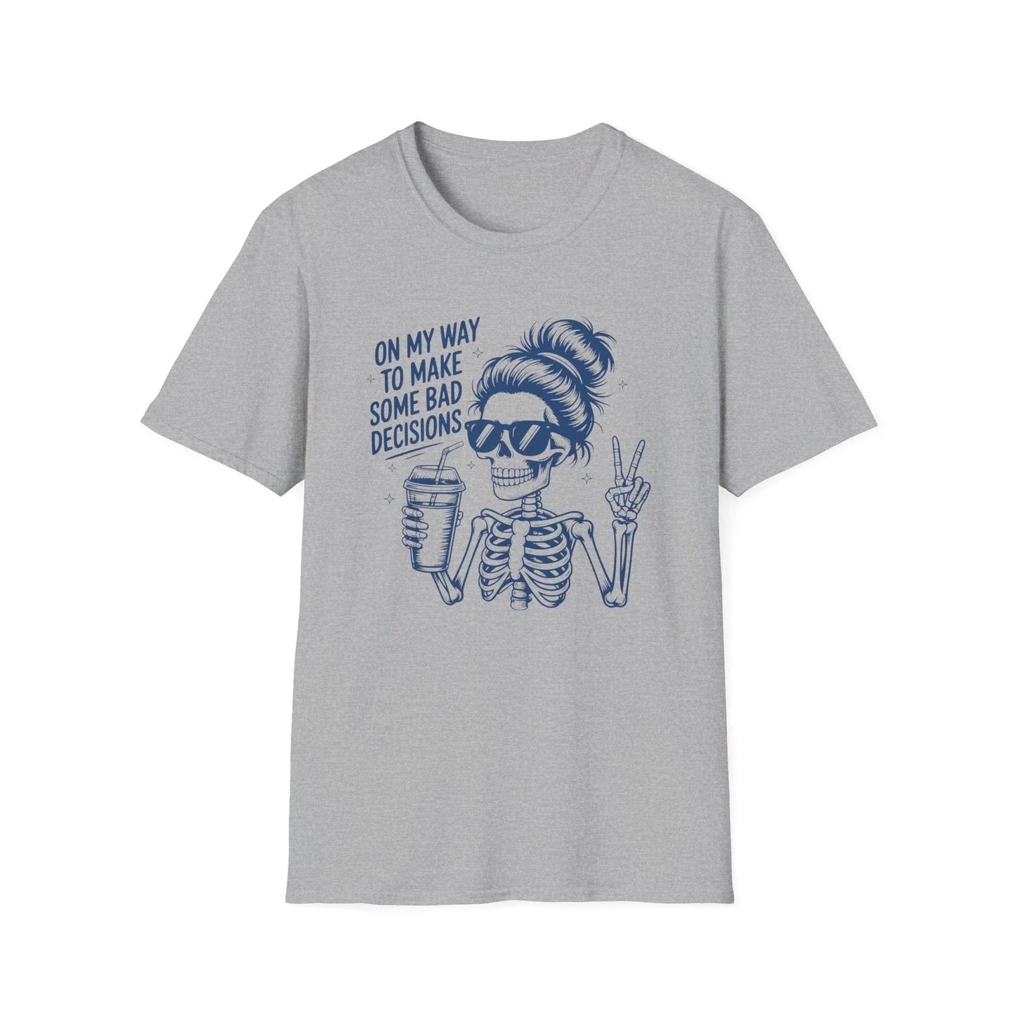 Skeleton Girl Holding Coffee T-Shirt | "On My Way to Make Some Bad Decisions"
