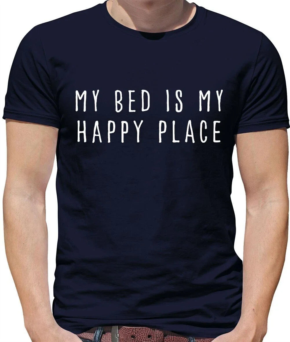 My Bed is My Happy Place - Mens T-Shirt - Funny Teen Teenager Sleep Love Lazy