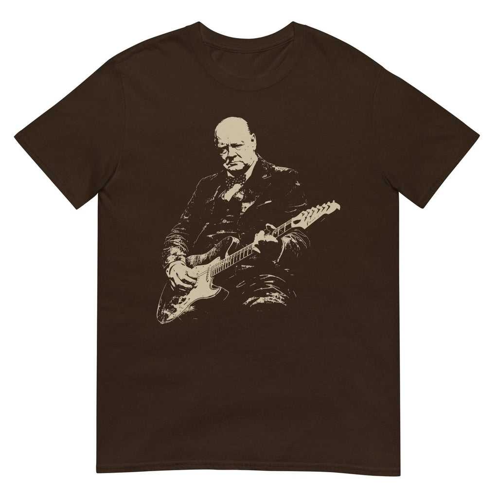 Winston Churchill Playing Electric Guitar Rocker Humor T-Shirt