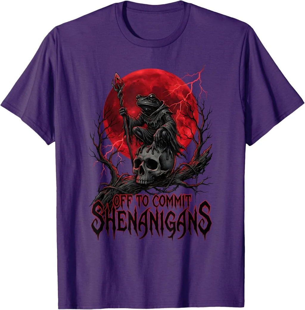 Off to Commit Shenanigans Funny Dark Fantasy Frog Meme Unisex T-Shirt