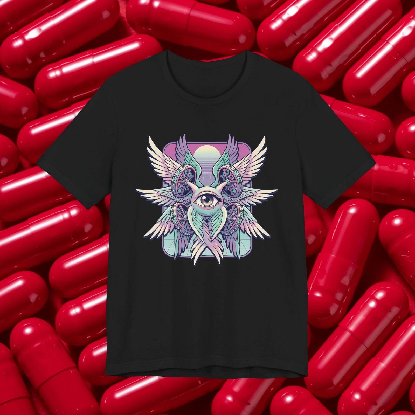 Vaporwave Aesthetic Biblically Accurate Angel Tee | Winged Bible Graphic Shirt