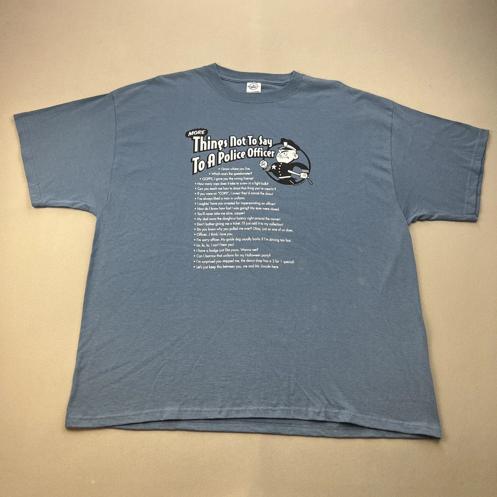 Vintage Police Officer T-Shirt Adult XL Blue Dad Joke Not To Say Cop Cartoon 90s