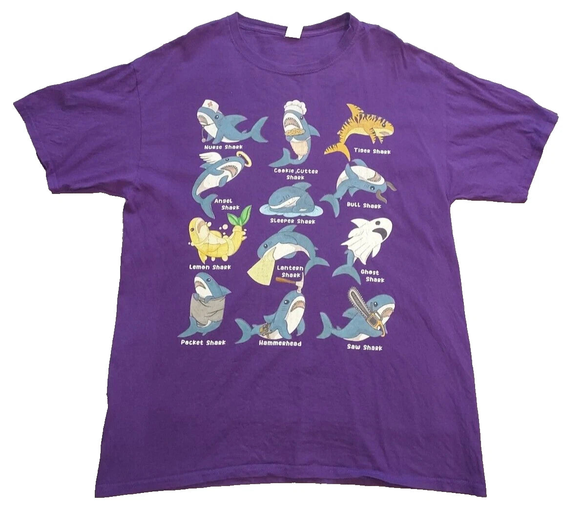 Cute Funny Shark Identification Men's Large Graphic Print T-shirt Shark Week