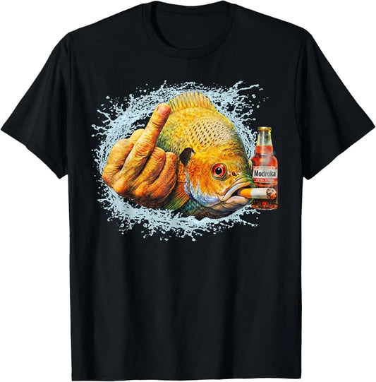 Smoking Bluegill Middle Finger Meme Funny Meme Gen Z T-Shirt