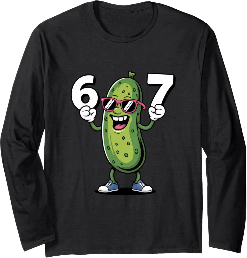 Design Funny Pickle Meme Seven Design Six Seven Long Sleeve T-Shirt
