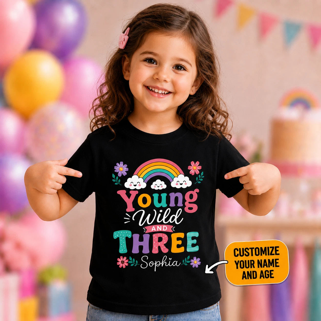 Personalised 3rd Birthday Girls T Shirt