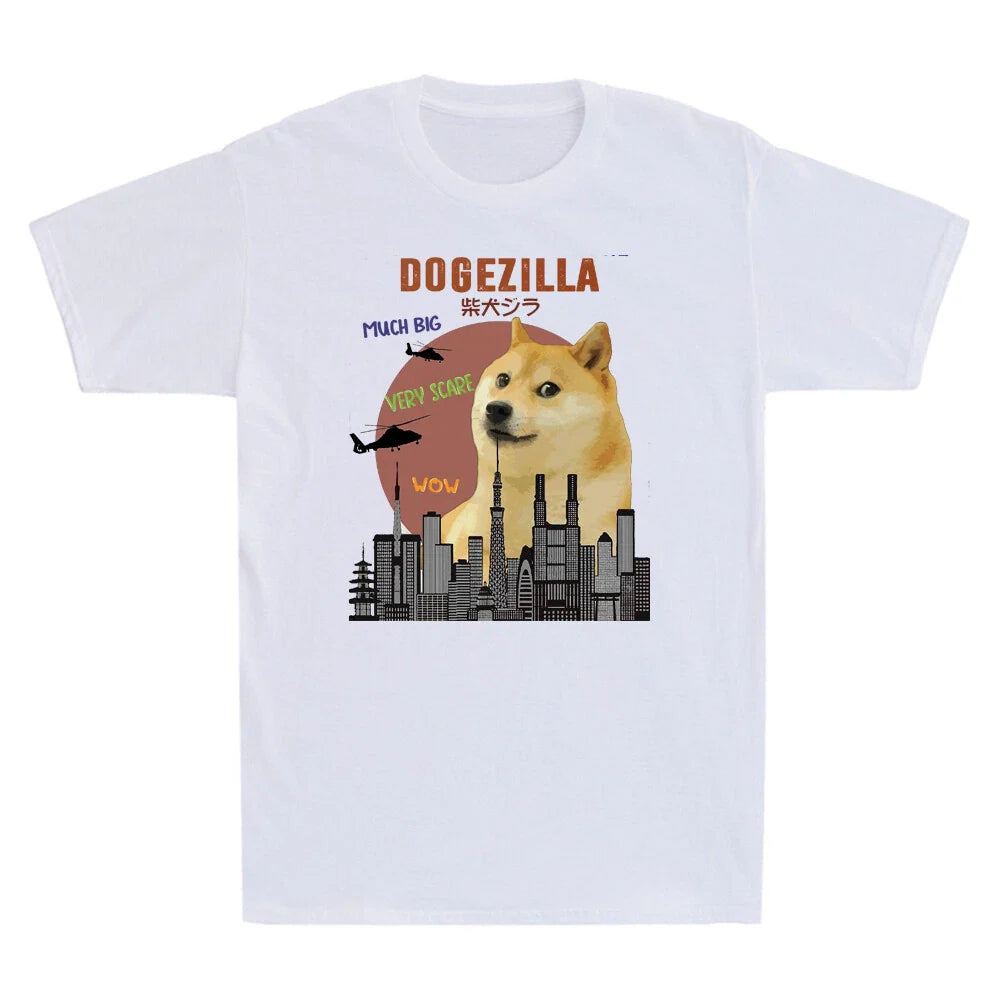 Dogezilla T-Shirt Funny Doge Meme Shiba Inu Dog Sunset Vintage Men's T-Shirt Tee