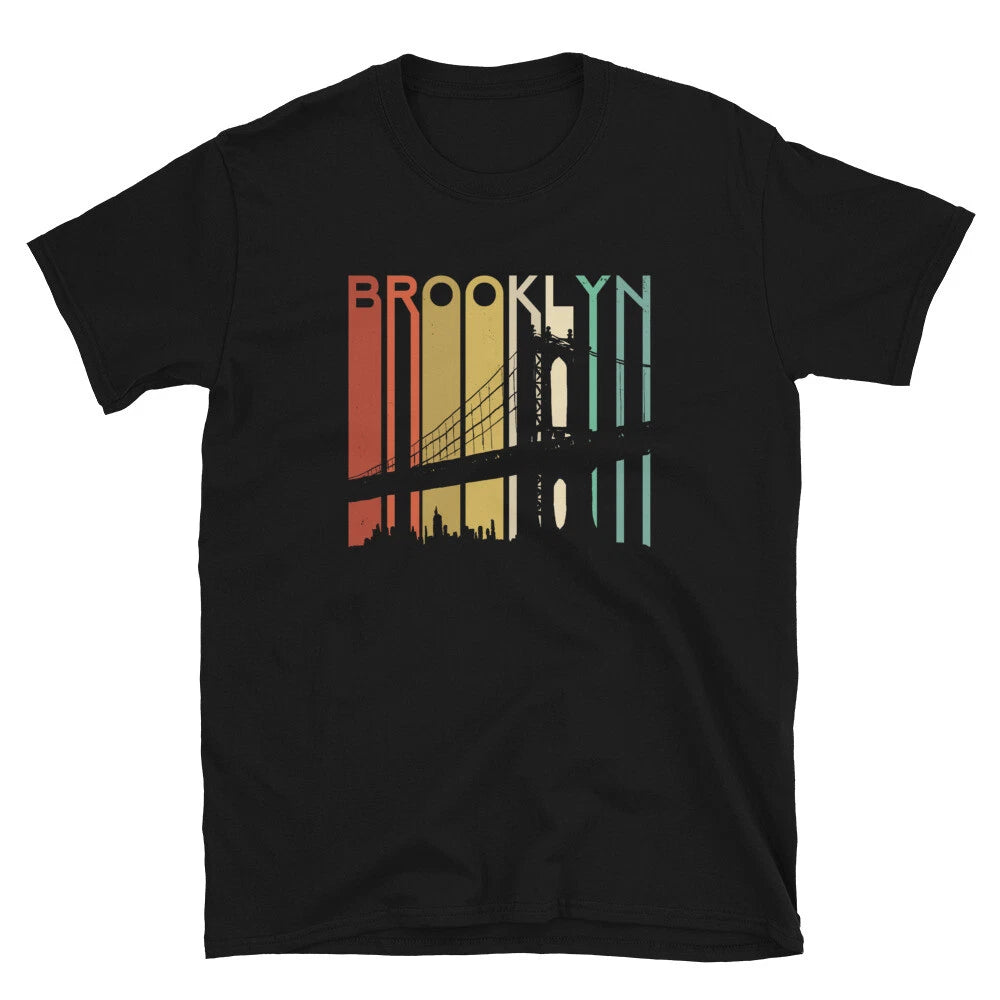 New York Shirt Brooklyn Bridge Vintage City Skyline NYC NY Retro Bayridge Pizza