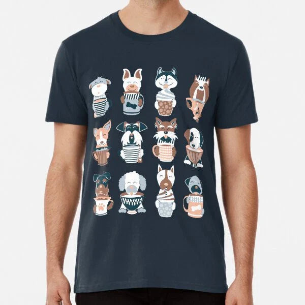 Doggie Coffee and Tea Time 2 // navy blue ba S to 5XL Made in the AU/USA T-Shirt