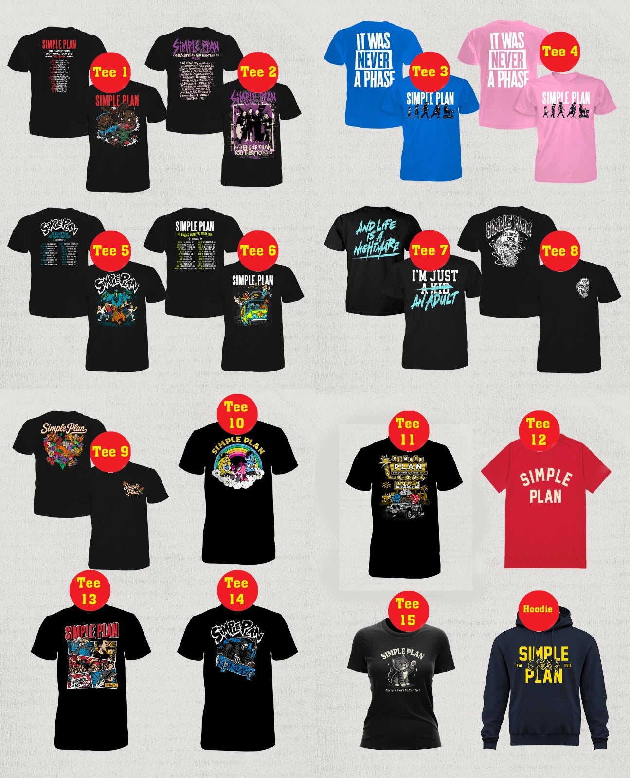 Simple Plan The Bigger Than You Think! Tour The Sequel 2026 Merch Tee, Reprint