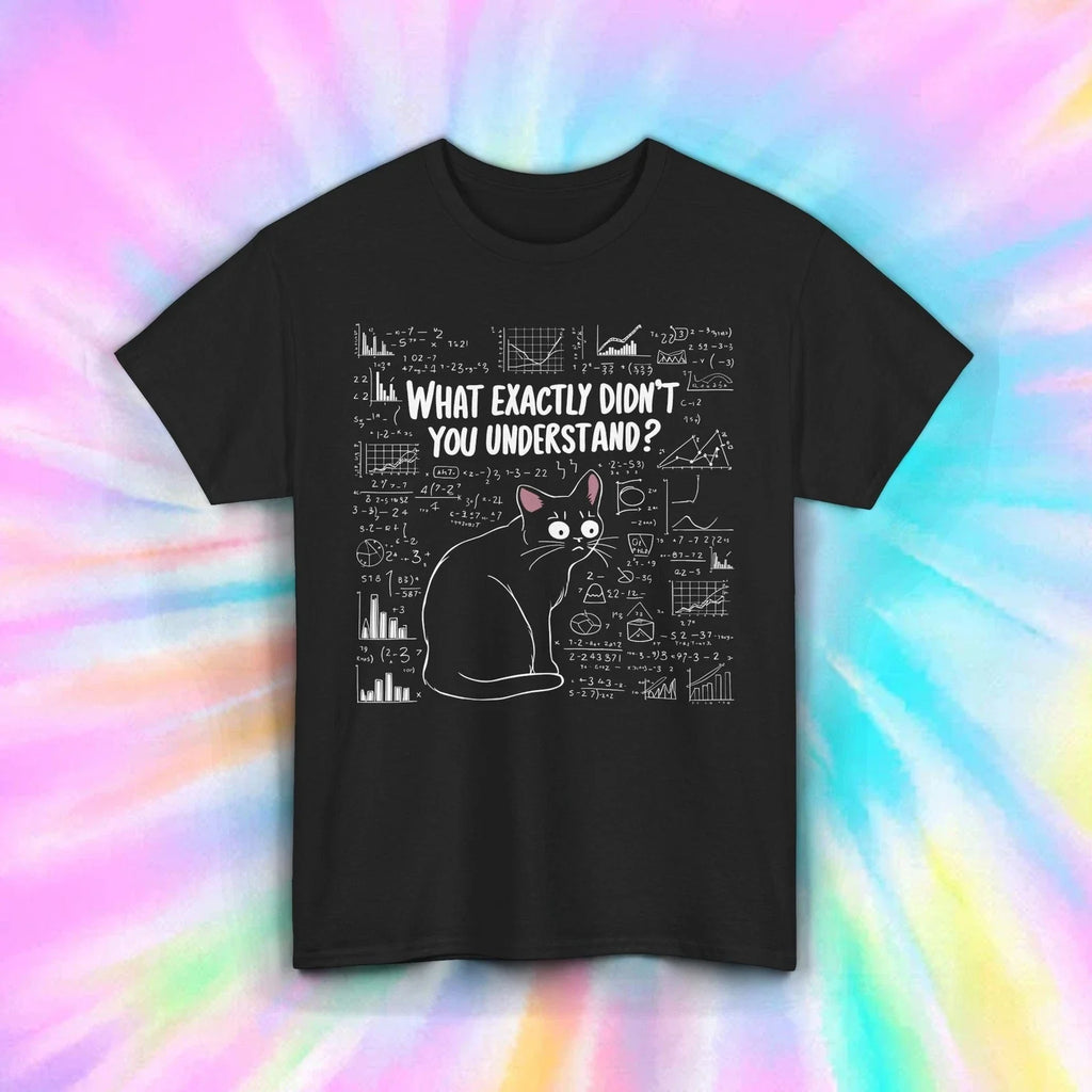 Funny Math Cat Shirt Nerdy Science Joke Teacher Student Gift Tee S-5XL