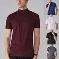 Men's Solid Short Sleeve T Shirt Half High Collar For Slim Fit Base Layer Top