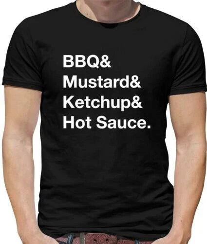 BBQ & Mustard & Ketchup Mens T-Shirt - Meme - Joke - Food - Sauce - Gift