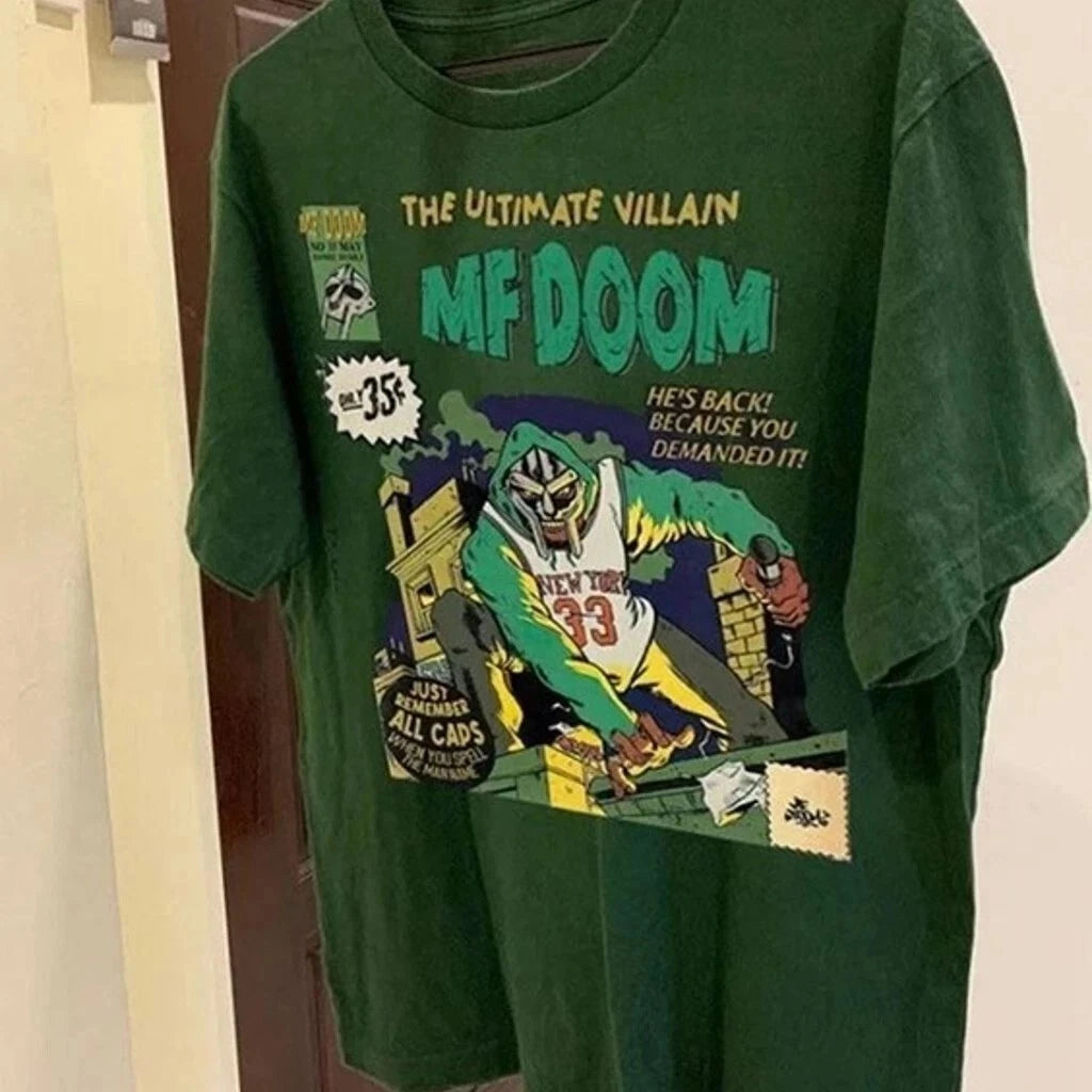 MF Doom T-shirt Retro 90's Hip Hop Rap Tour Forest Green Tee Doom S-5XL