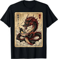 Vintage Japanese Dragon Eating Ramen Art Graphic Noodles T-Shirt unisex T-Shirt