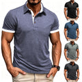 Slip-On Slim Fit Men T-Shirt with Lapel Neckline Quick Drying Short Sleeve Top