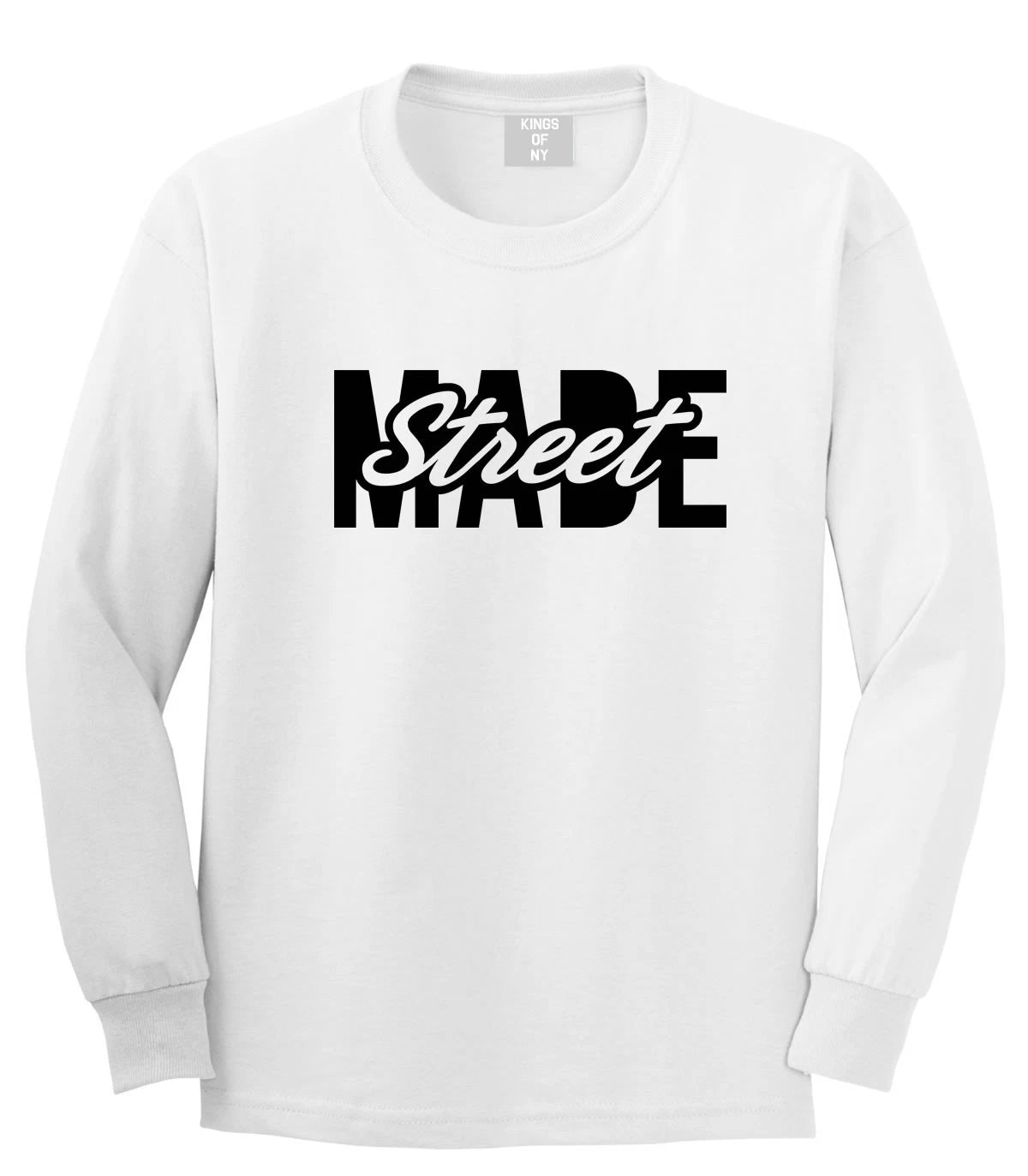 Kings of NY Street Made Long Sleeve T-Shirt hood art script new york streetwear