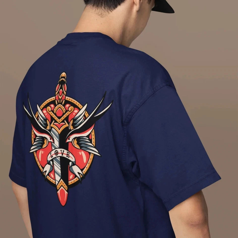 Men's Oversized Back Printed Streetwear T-Shirt | Trendy Loose Fit Graphic Tee |