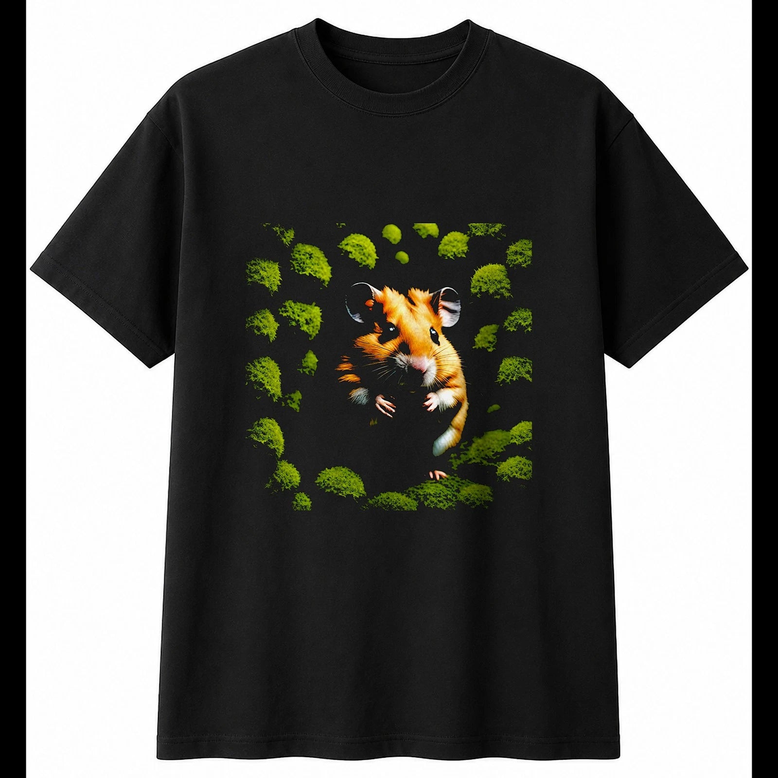 Hamster in the Swamp Cute Mens T-Shirt Black 100% Cotton Kawaii