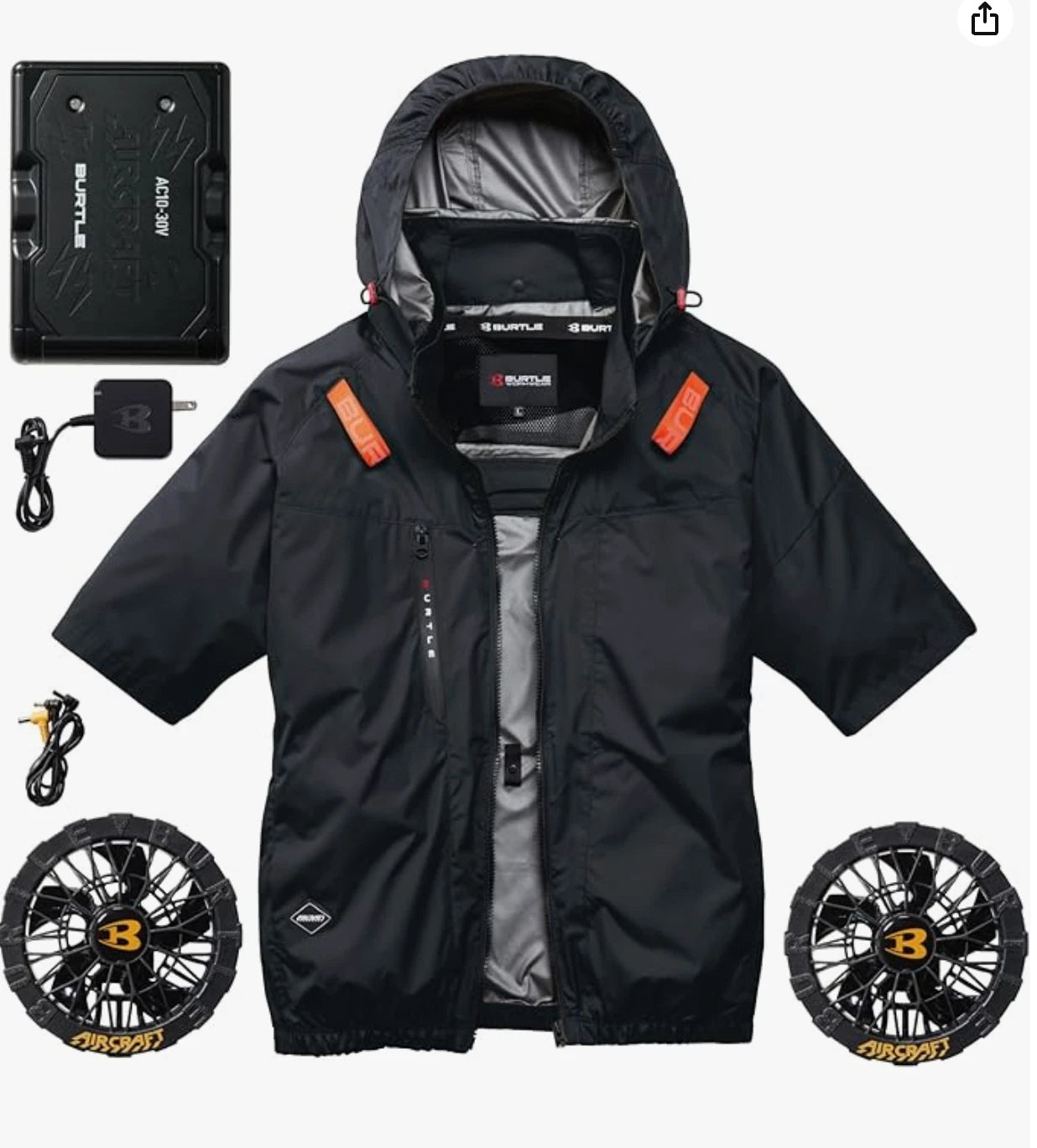 XL NEW BURTLE 30V Aircraft Cooling Jacket Fan Battery Full Set Ready to Use