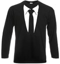 Tie With Collar Tuxedo Long Sleeve T-Shirt Men's Funny Gift Fun Party Tee Top