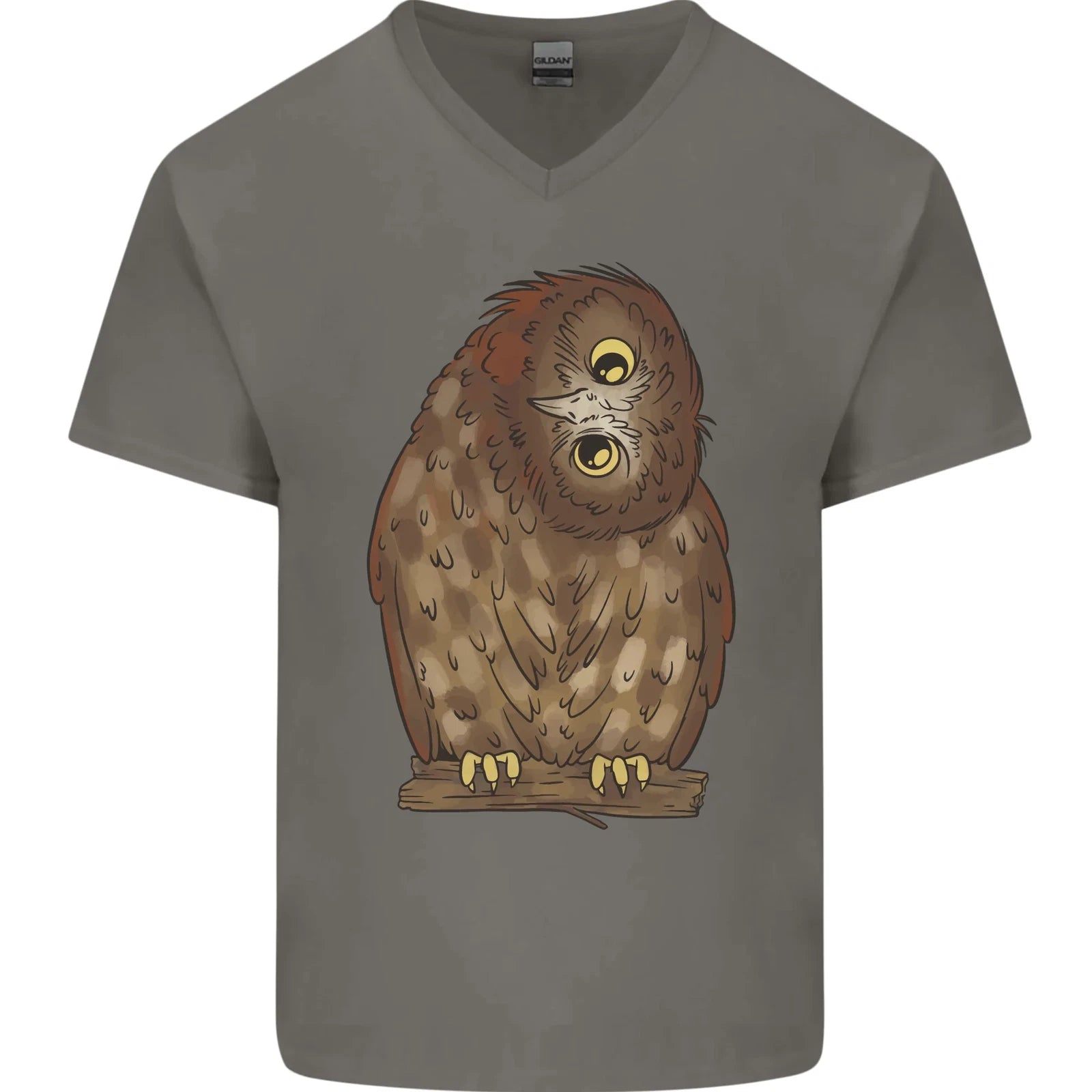 A Funny Owl Mens V-Neck Cotton T-Shirt