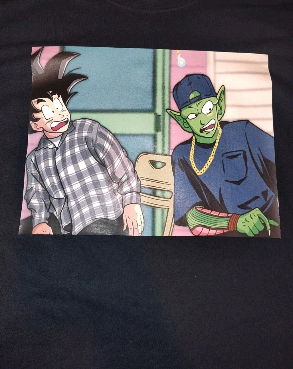 Meme Goku Piccolo Friday T-shirt. Large Adult