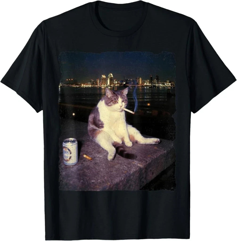 Cigarette Kitten Funny Smoking Cat Meme Stupid T-Shirt
